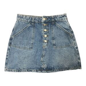 Cotton On Denim Button-Up A-Line Mini Skirt Size 6 Classic Casual Jean